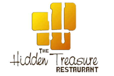 A logo for a restaurant called the hidden treasure restaurant