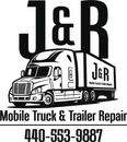 Black and white logo: J&R Mobile Truck & Trailer Repair with semi-truck graphic and phone number.