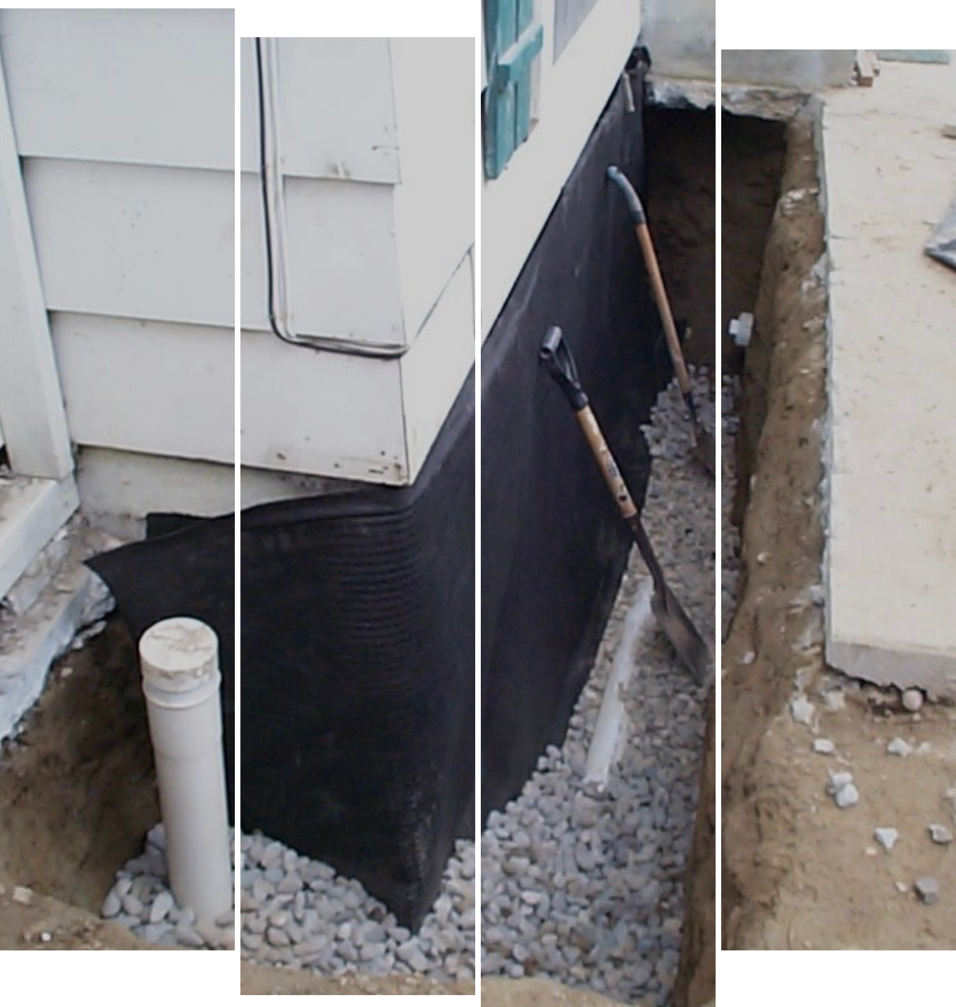 A collage of pictures showing a house being remodeled