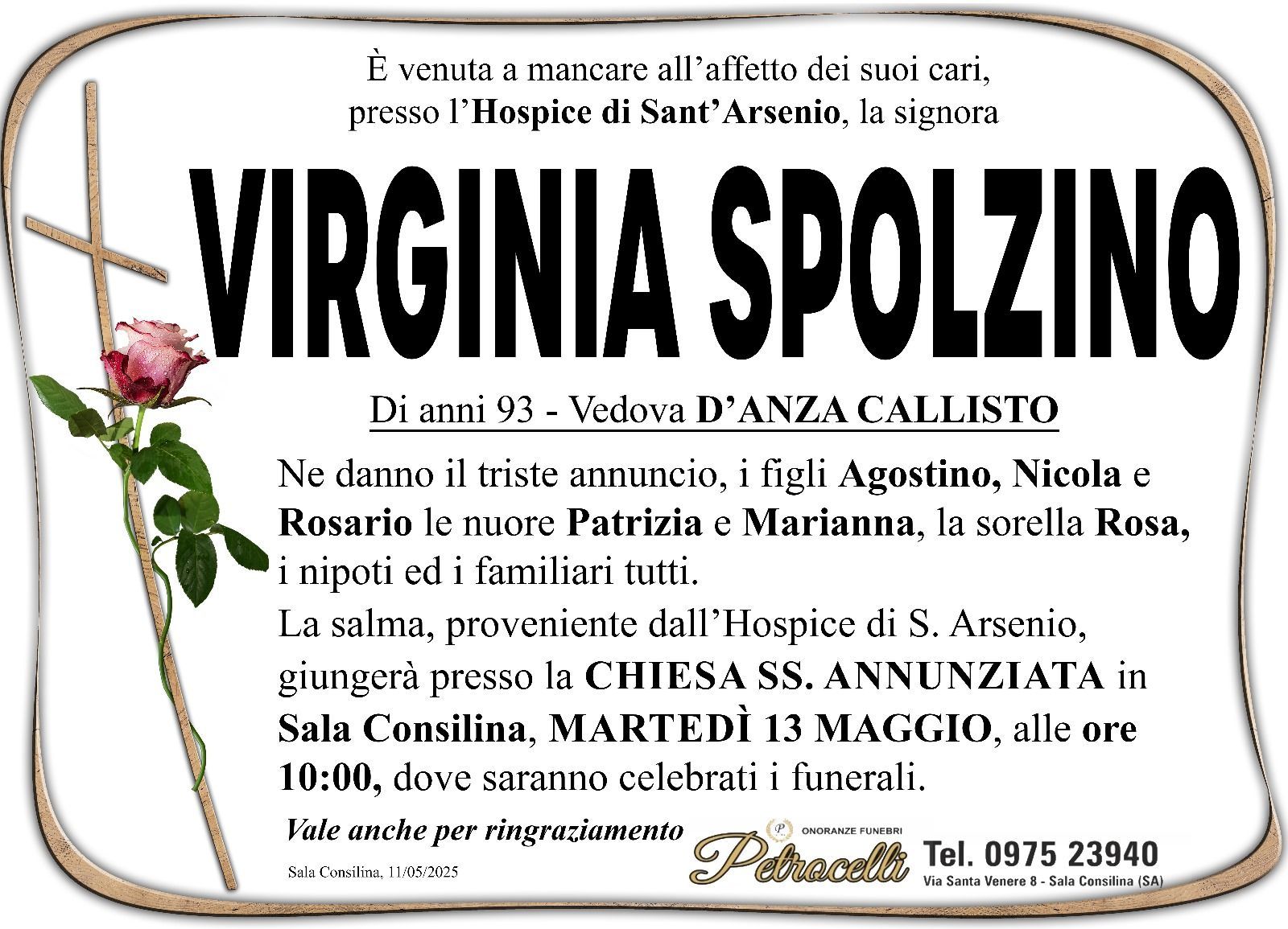 necrologio + VIRGINIA SPOLZINO 