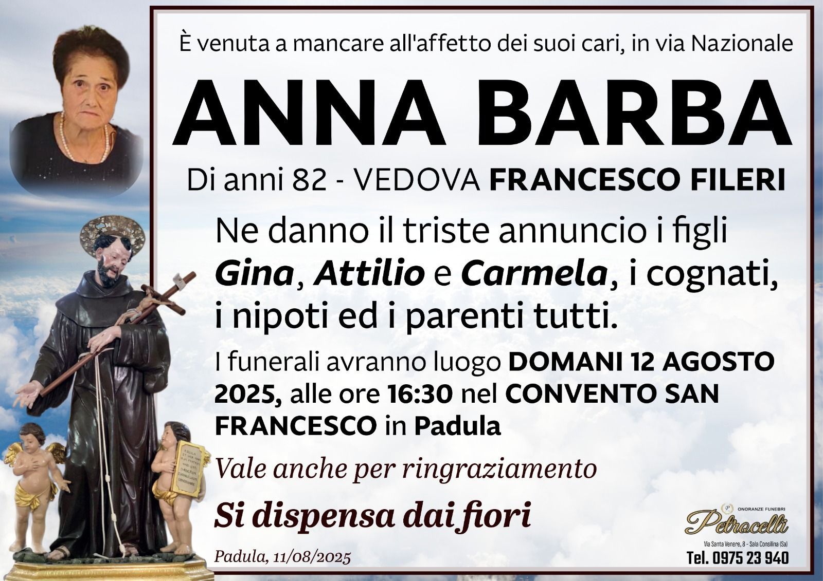 necrologio + ANNA BARBA 