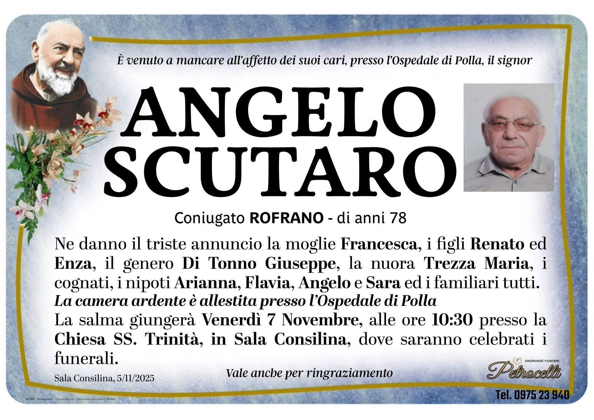 necrologio + ANGELO SCUTARO 