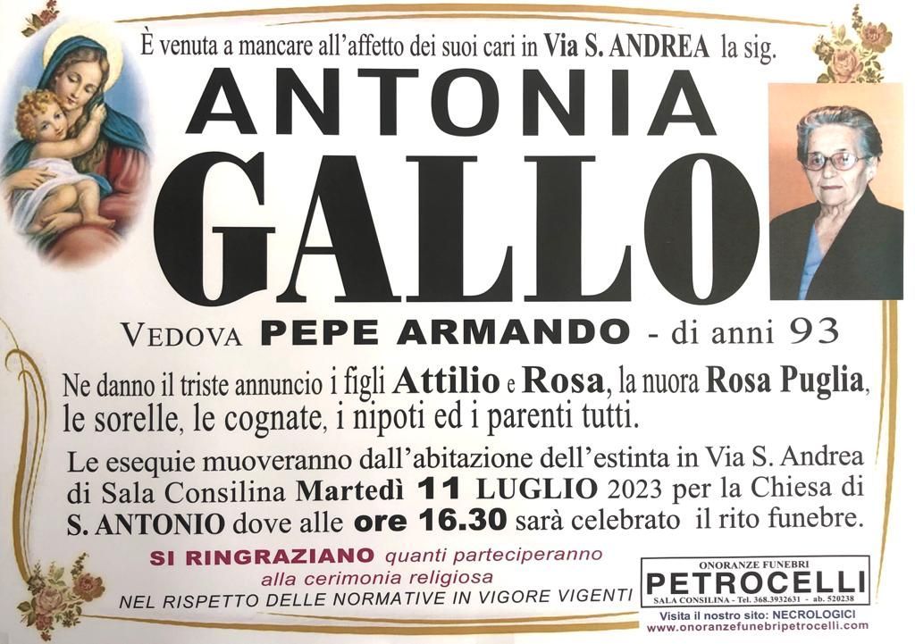 necrologio + GALLO ANTONIA 
