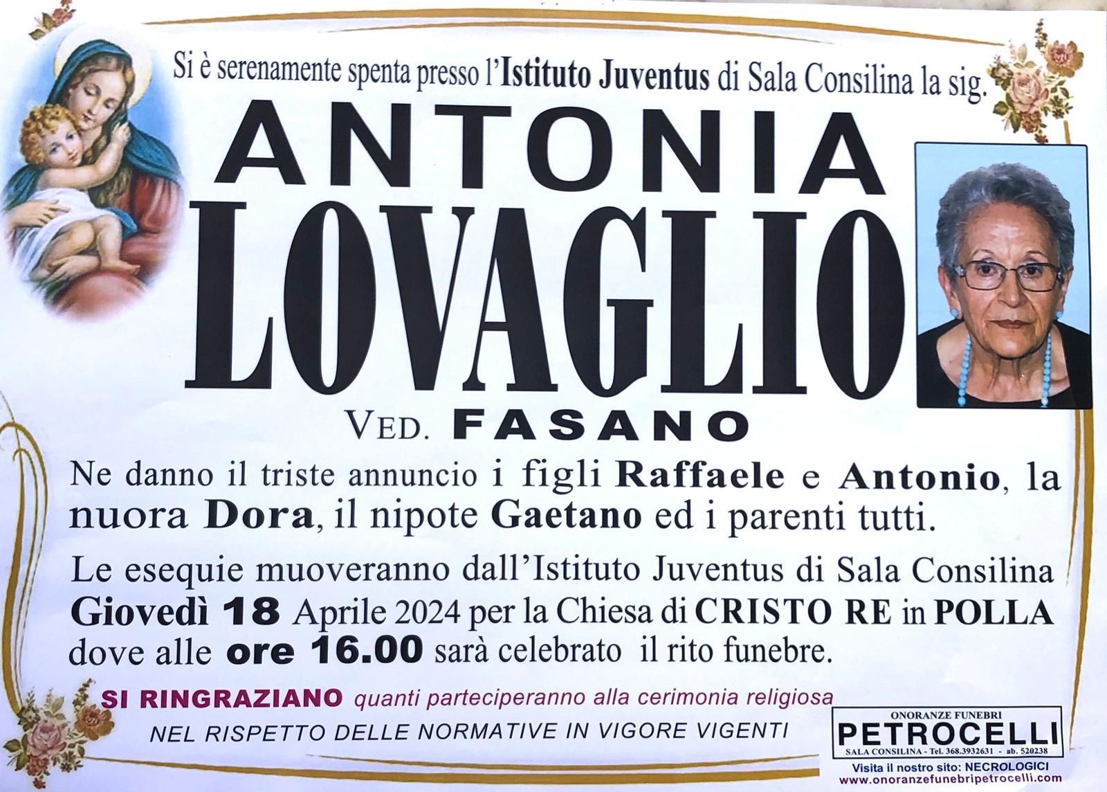 necrologio + ANTONIA LOVAGLIO 