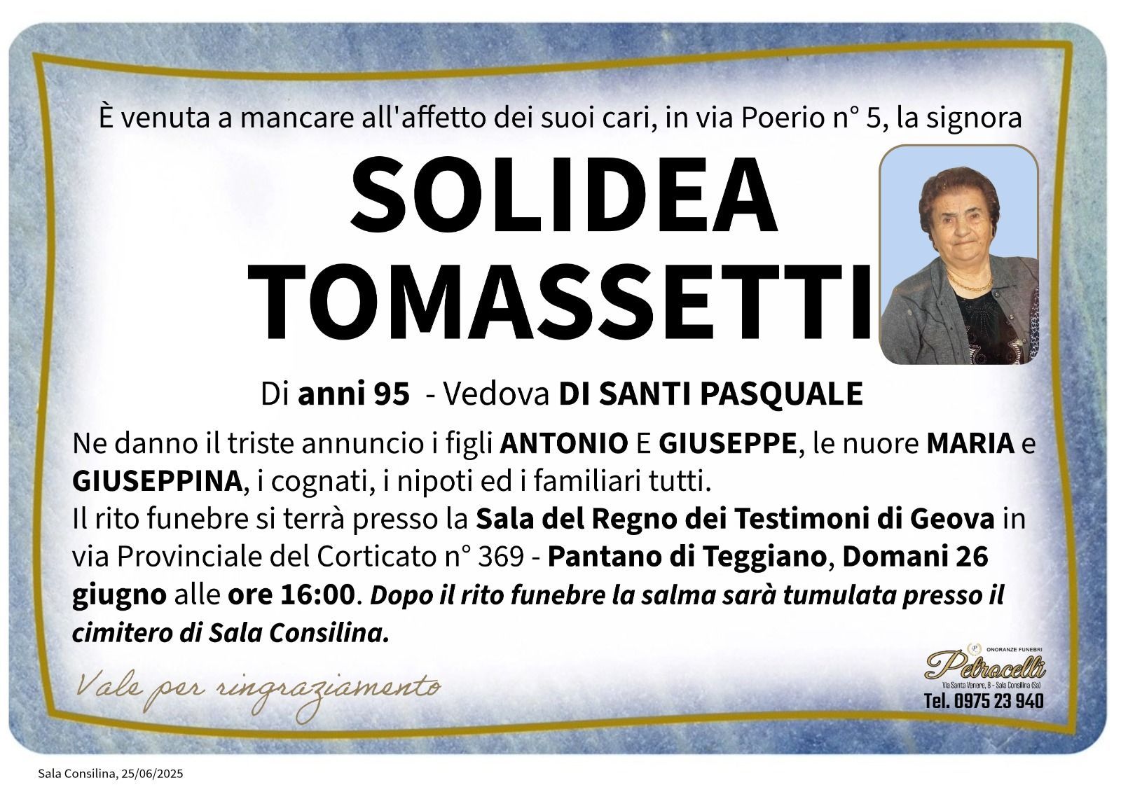 necrologio + SOLIDEA TOMASSETTI 