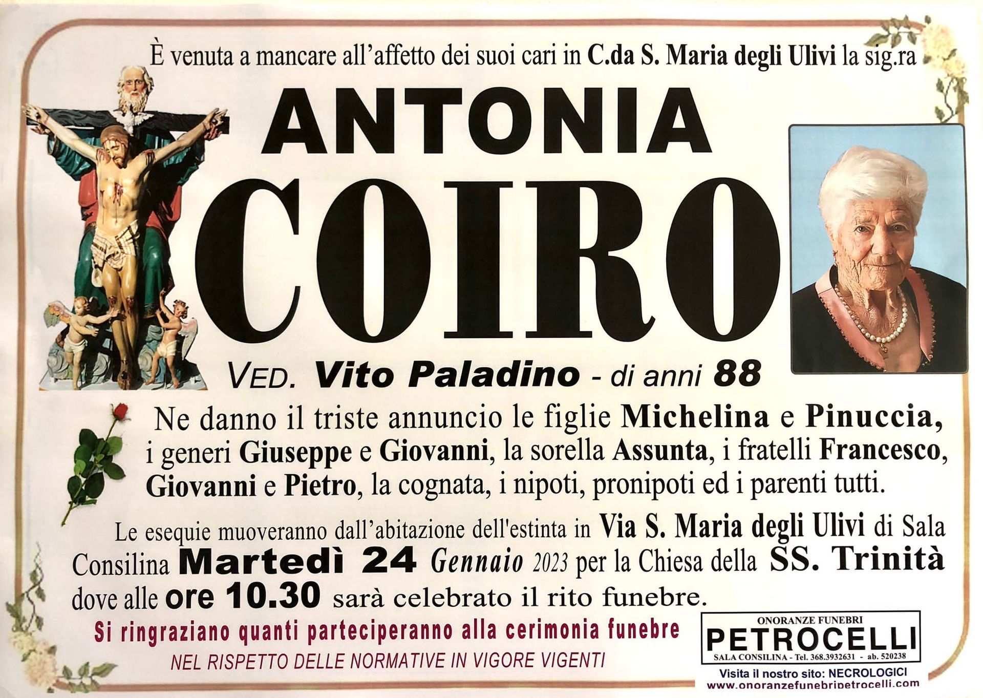 necrologio + ANTONIA COIRO 