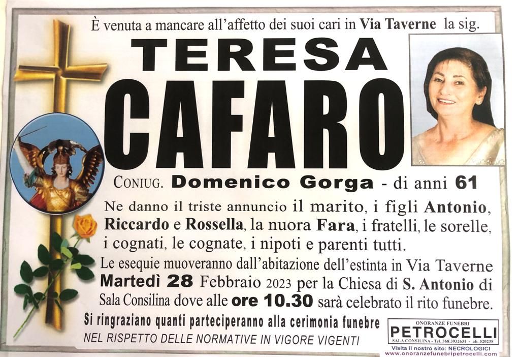 necrologio + TERESA CAFARO 