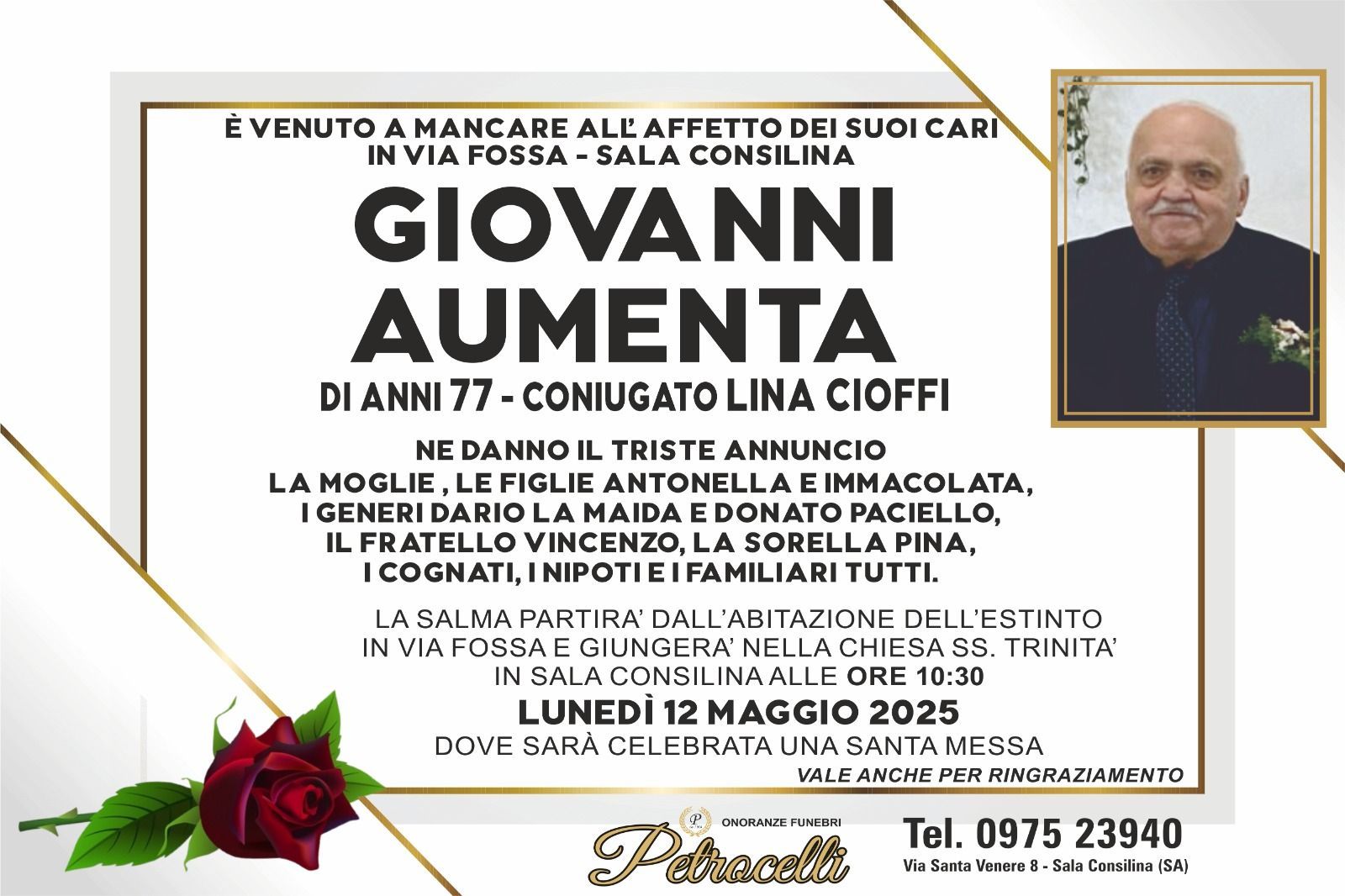 necrologio + GIOVANNI AUMENTA 