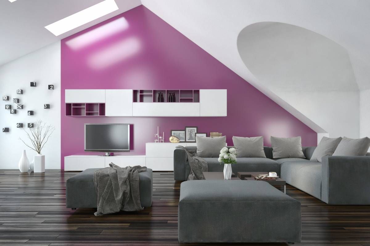 An accent wall using purple paint from Benjamin Moore near Bourbonnais, Illinois (IL)