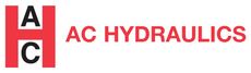 A red and black logo for ac hydraulics