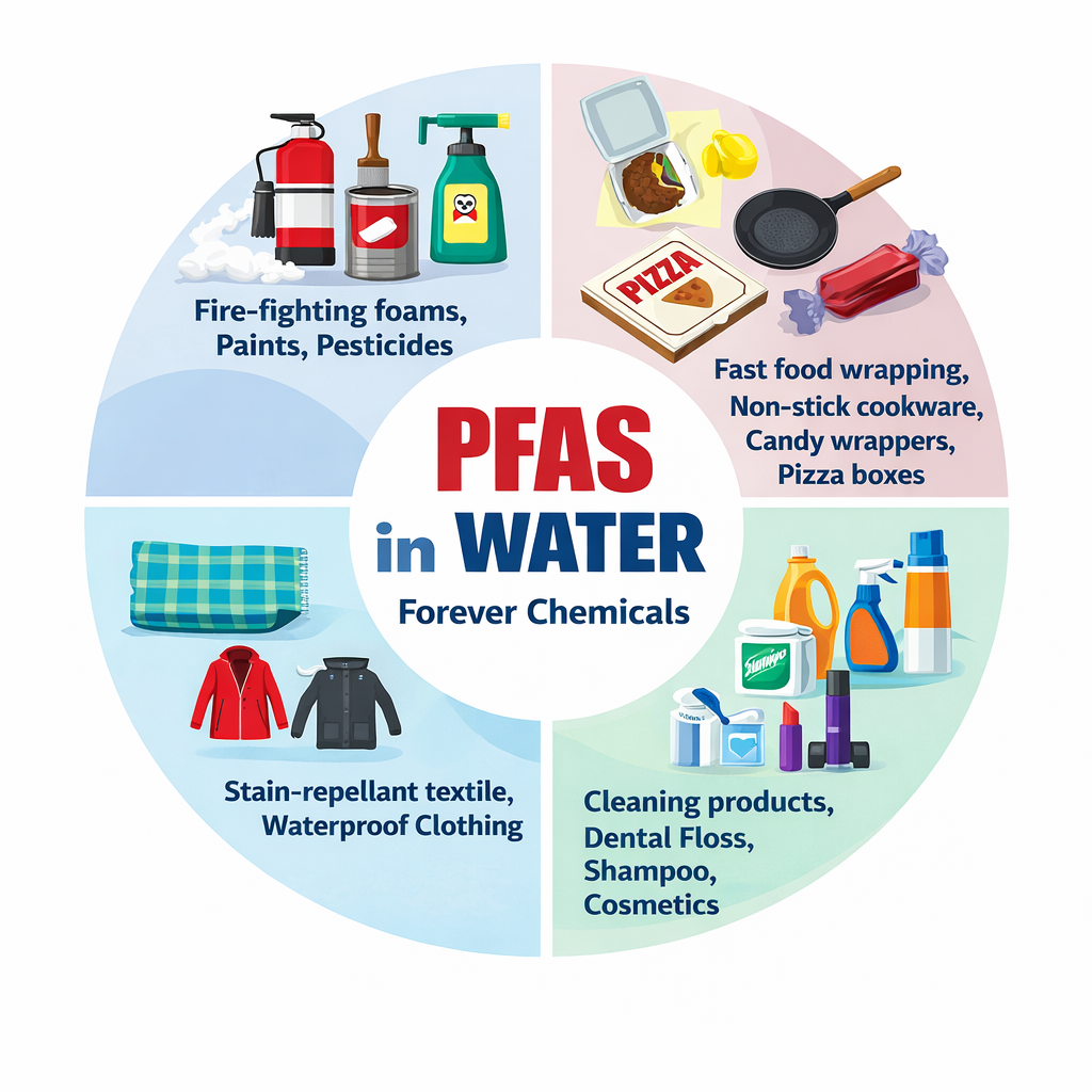 Items with PFAS forever chemicals diagram