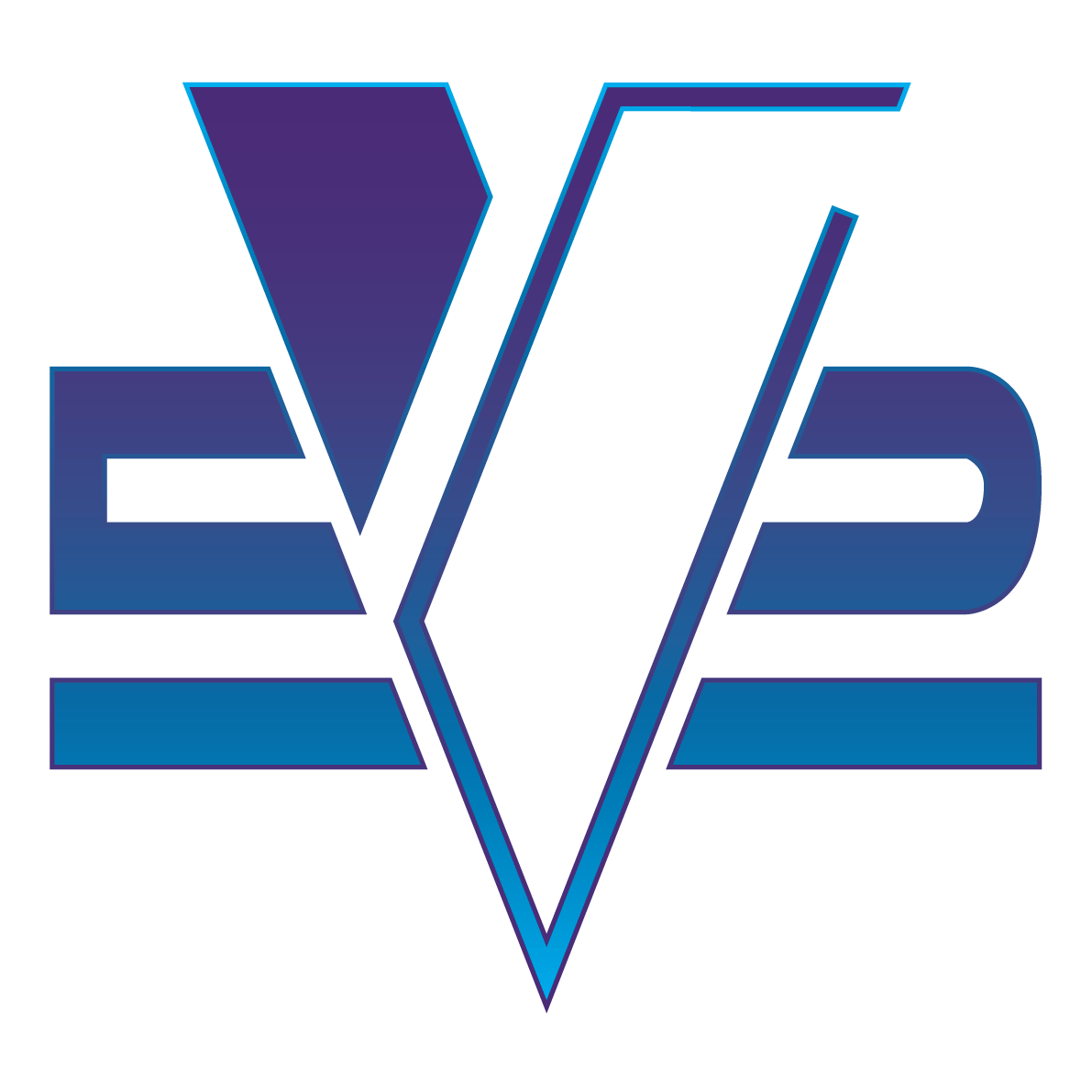 A blue and white logo for Vision 52