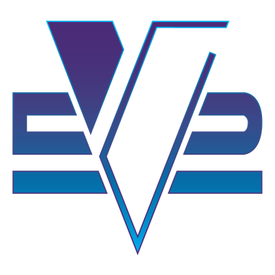 A blue and white logo for Vision 52
