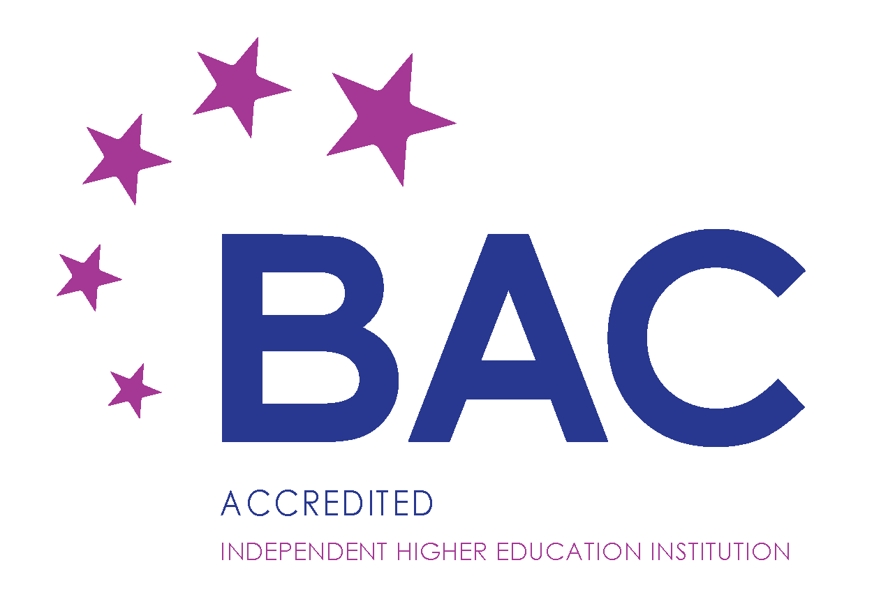 A logo for bac accredited independent high school education institution