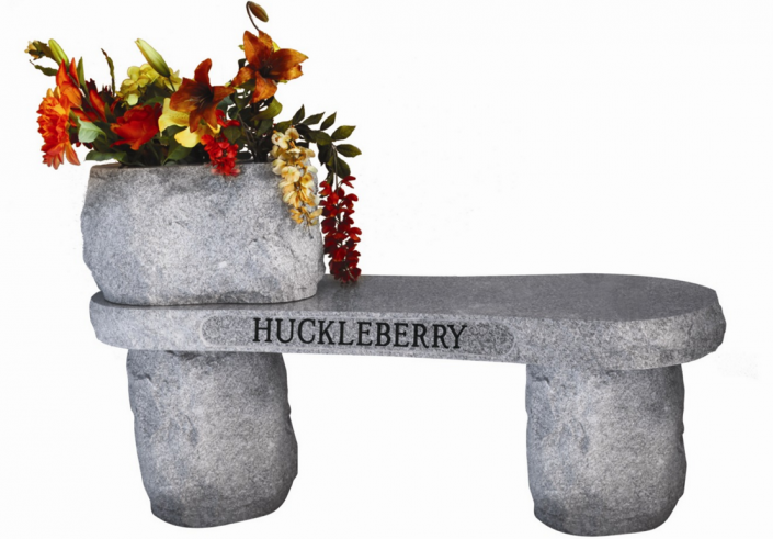 bench memorial with planter