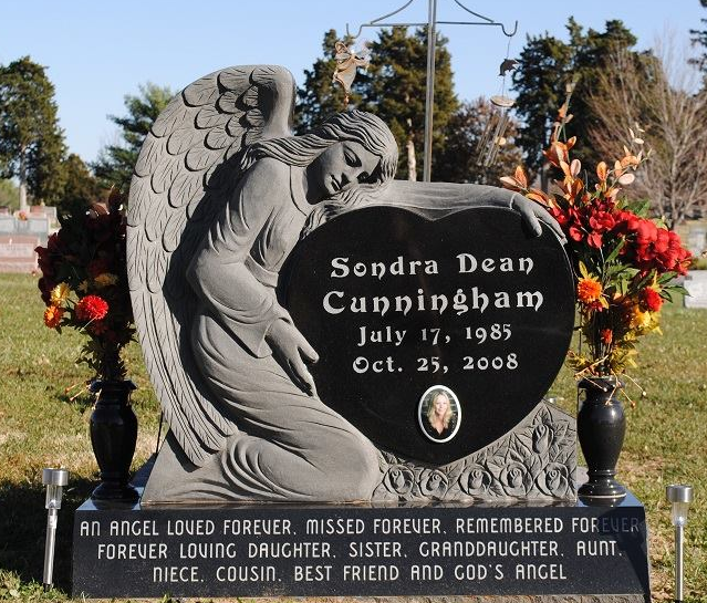 angel headstone with phot