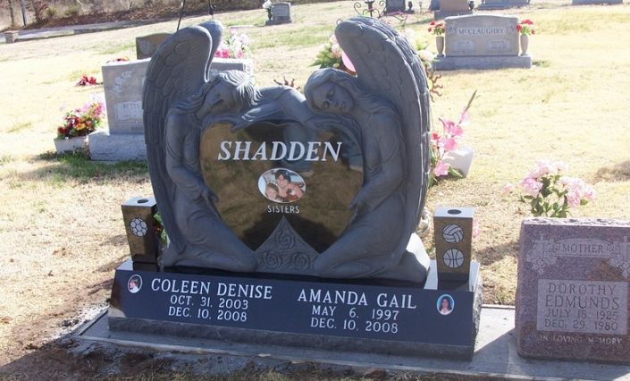 angel headstone with photo