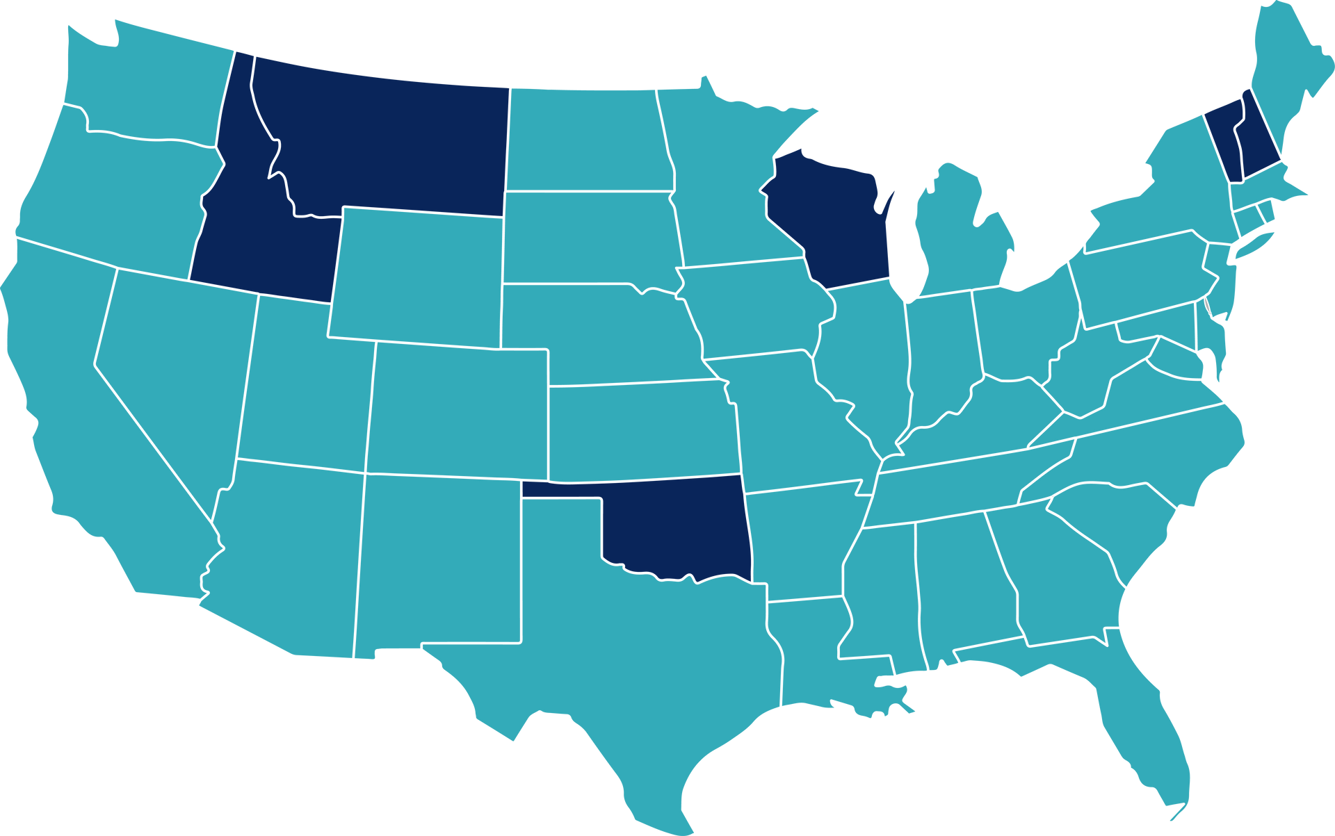 Map of the United States showing Provider Services Nationwide reach