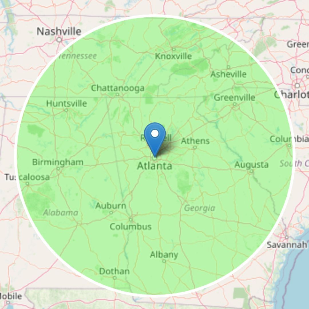 200 mile shipping container radius around Atlanta, GA