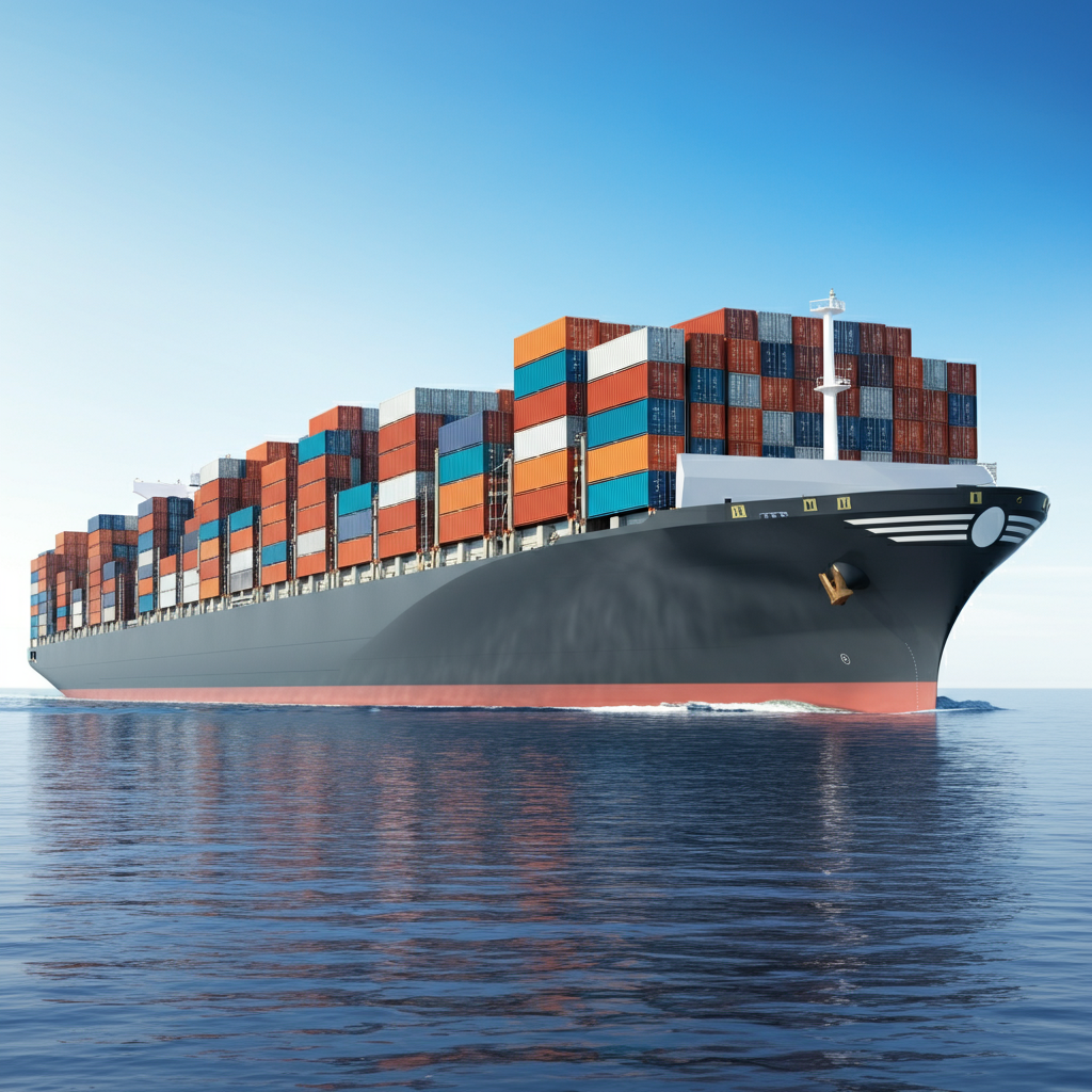 Container Carrier loaded with shipping containers crossing the ocean.