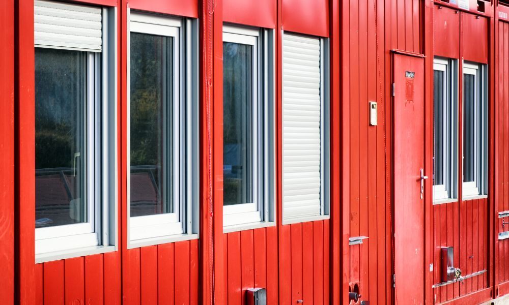 red shipping container office