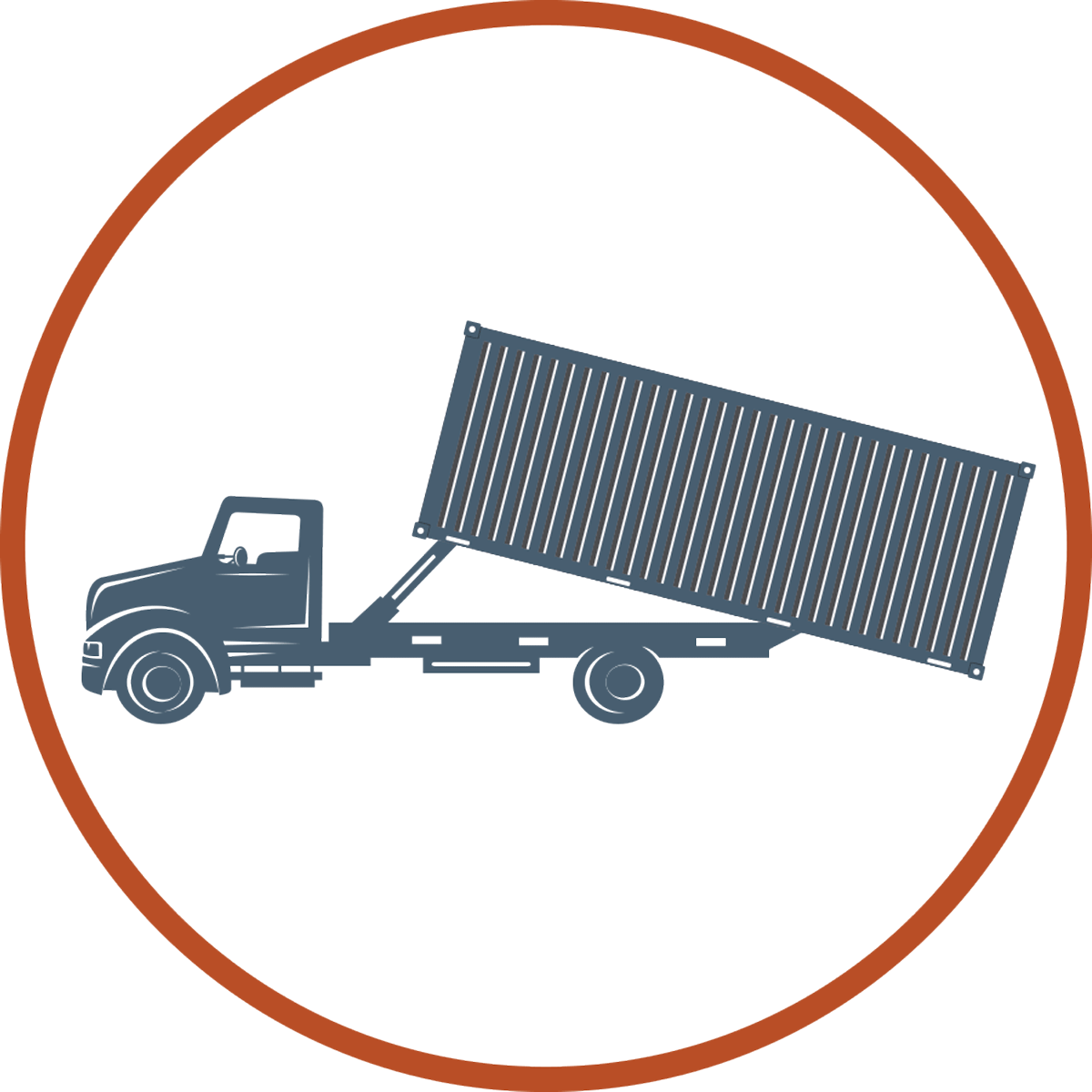 Graphic of a delivery truck unloading a shipping container