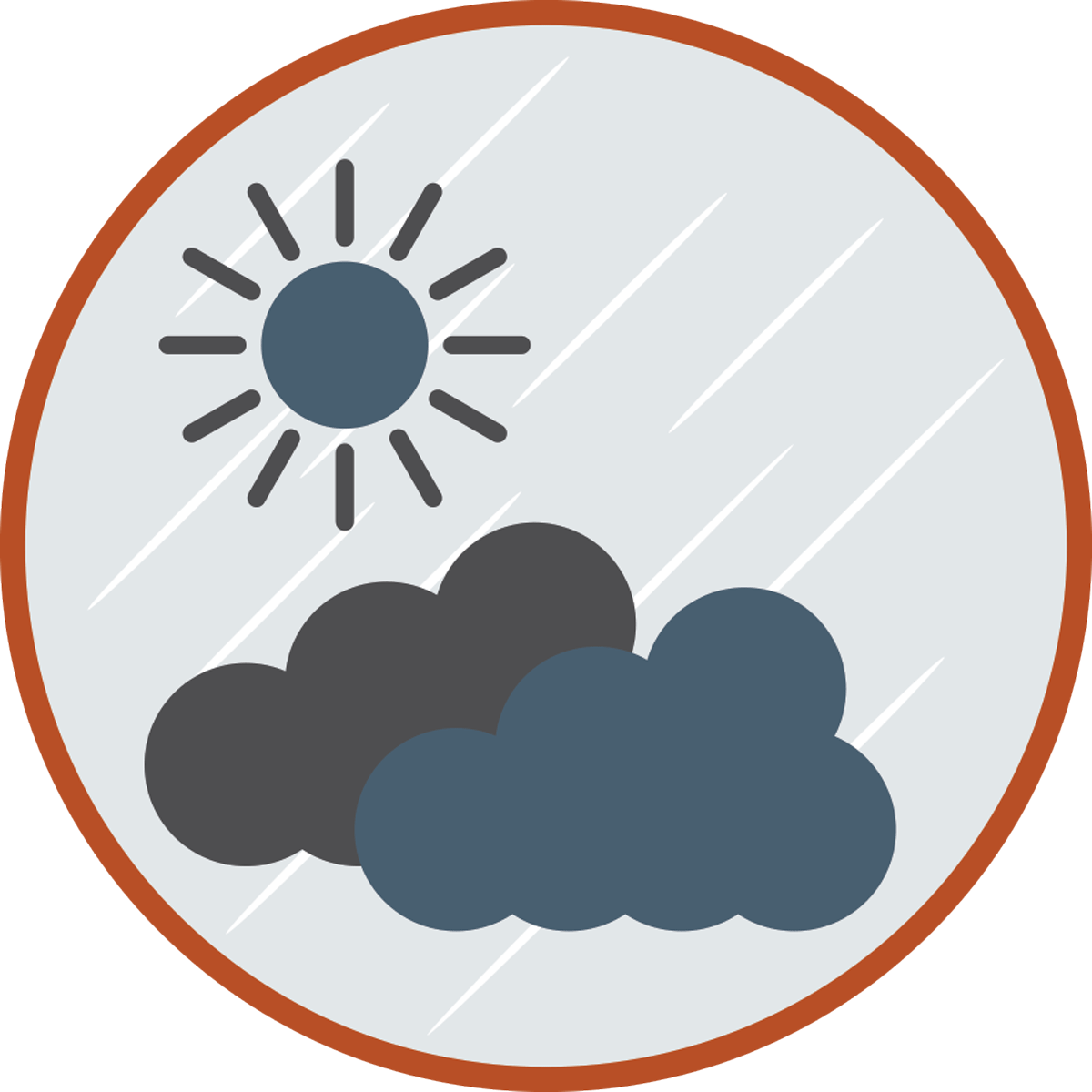 animated graphic of sun, rain, and clouds