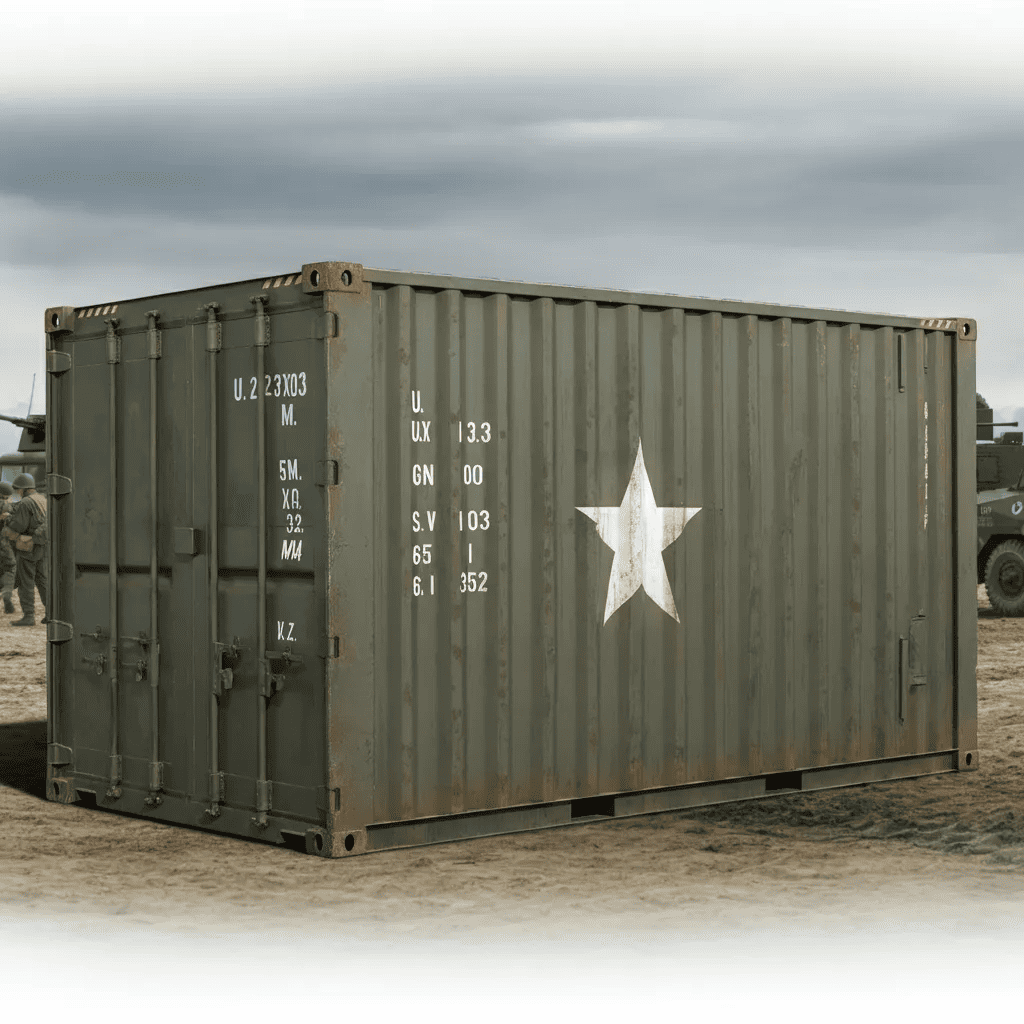 20-foot shipping container used by the US military during the Korean War
