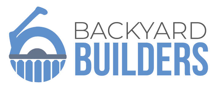 Logo of "Backyard Builders" with a blue saw blade graphic.