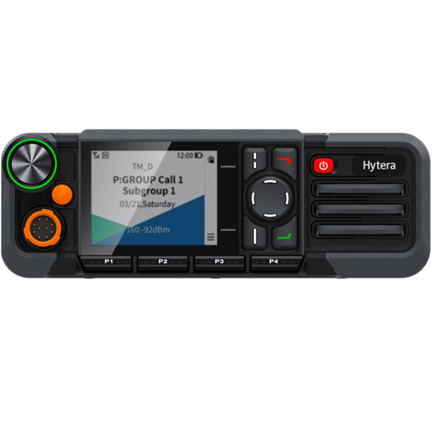 A hytera radio with a screen that says pgroup call 1