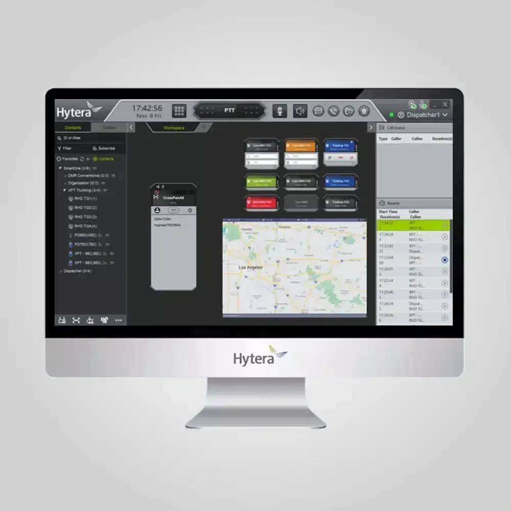 A computer monitor with a hytera app on it.
