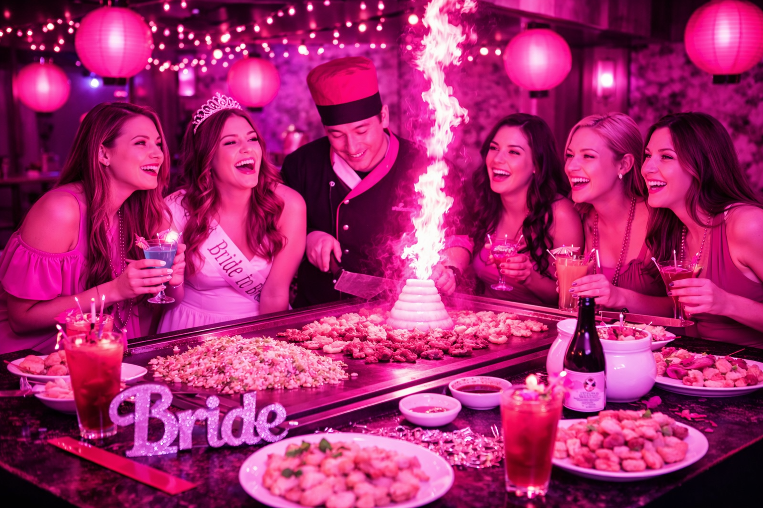 Hibachi chef at Bachelorette Catering party
