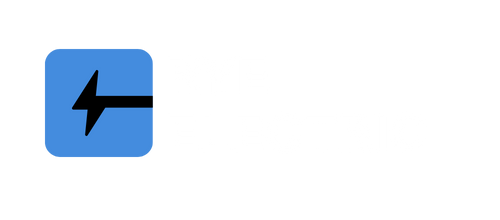 Blue square with black lightning bolt and right arrow.