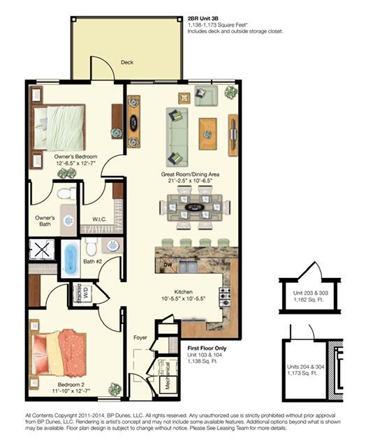 2 Bed floorplan Unit 3b
