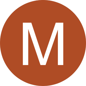 The letter m is in a red circle on a white background