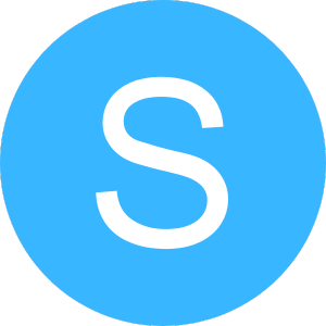 A blue circle with a white letter s inside of it