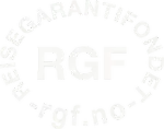 En hvit logo med ordet rgf i en sirkel på hvit bakgrunn.