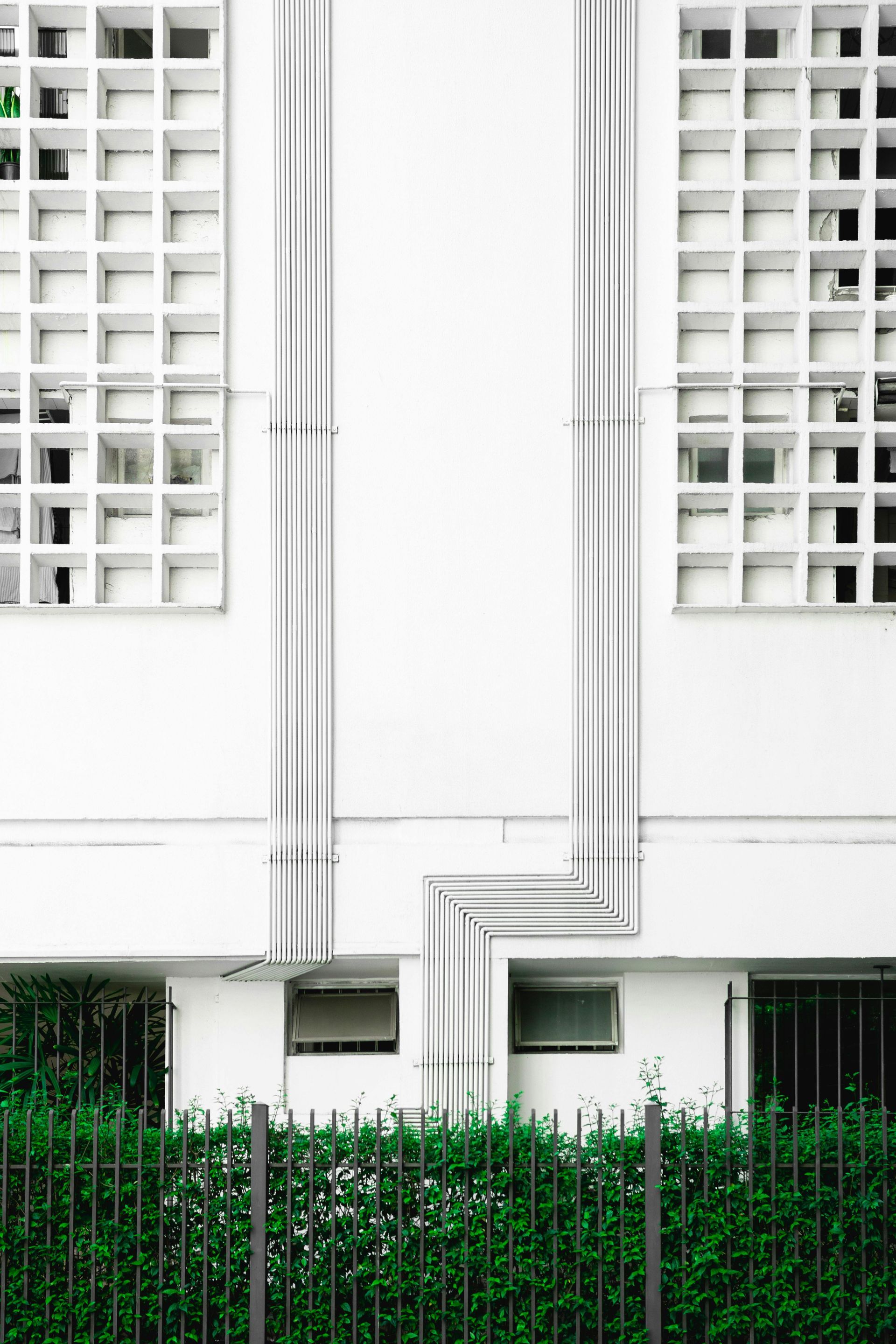 White painted building exterior