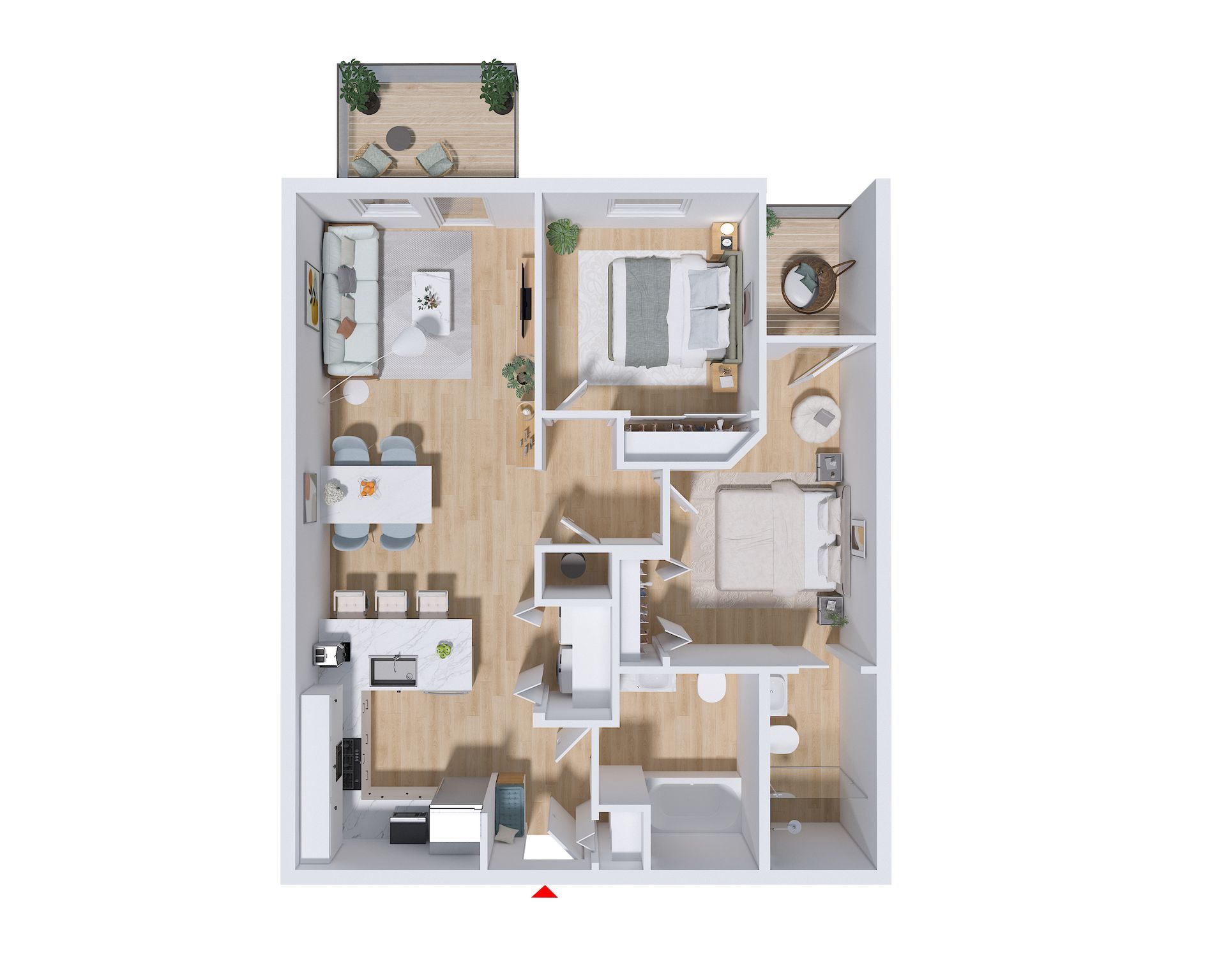 A floor plan of an apartment with a bedroom , living room , and kitchen.
