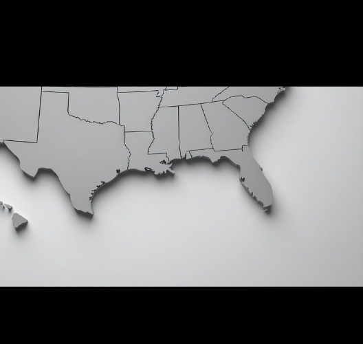 Map of the southeastern United States in gray, highlighting Texas, Florida, and surrounding states.