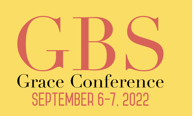 The logo for the gbs grace conference is yellow and red.