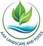 The logo for aaa total landscape inc shows a river and trees