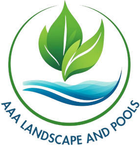 Aaa total landscape inc logo on a blue background