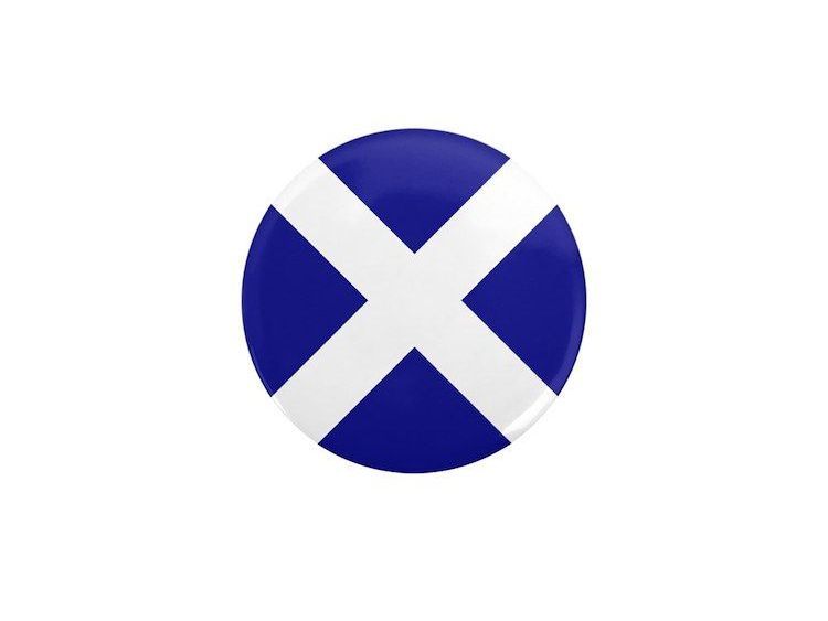 Button with the flag of Scotland: blue circle with a white saltire.