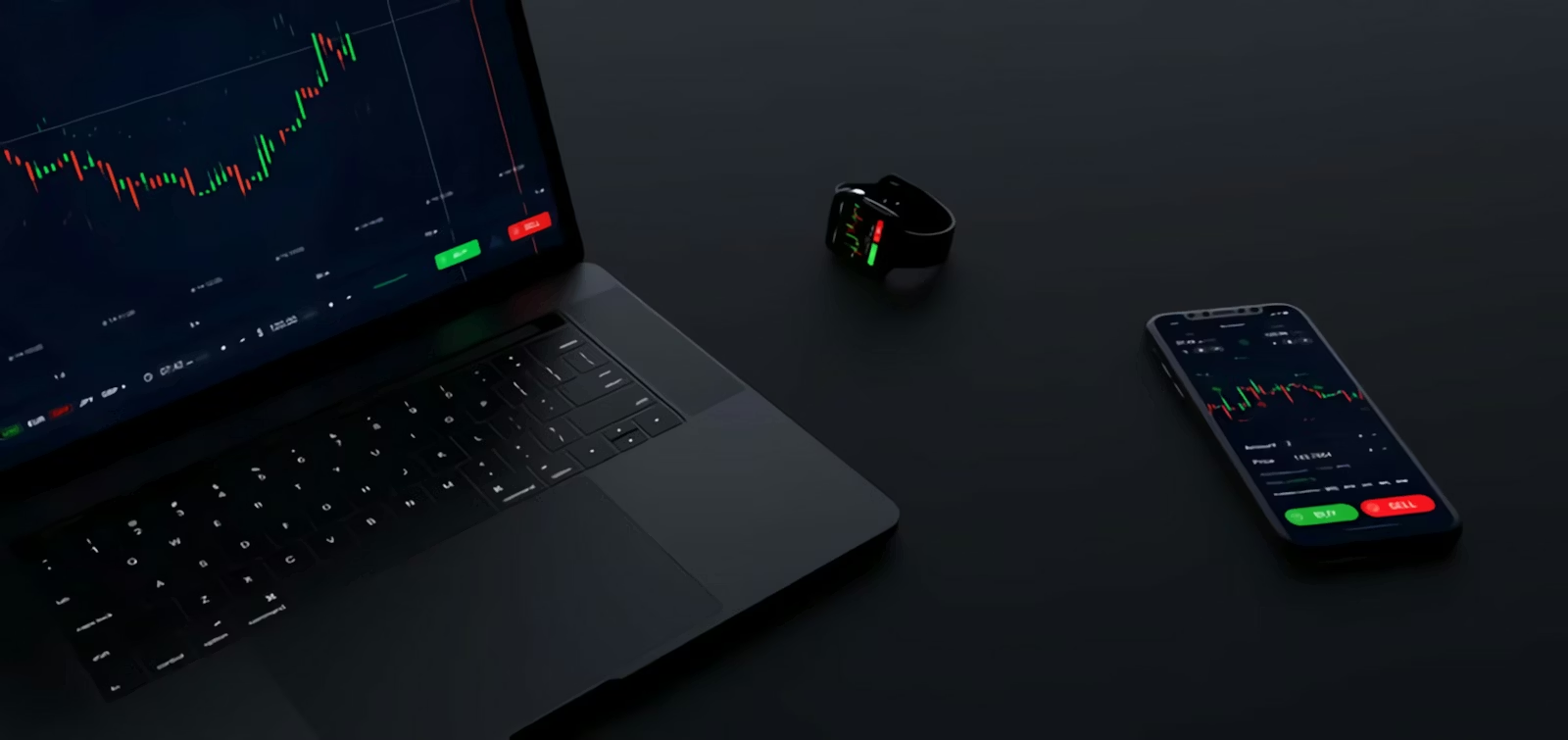 Trader analyzing losing trades on multiple screens with red candlestick charts