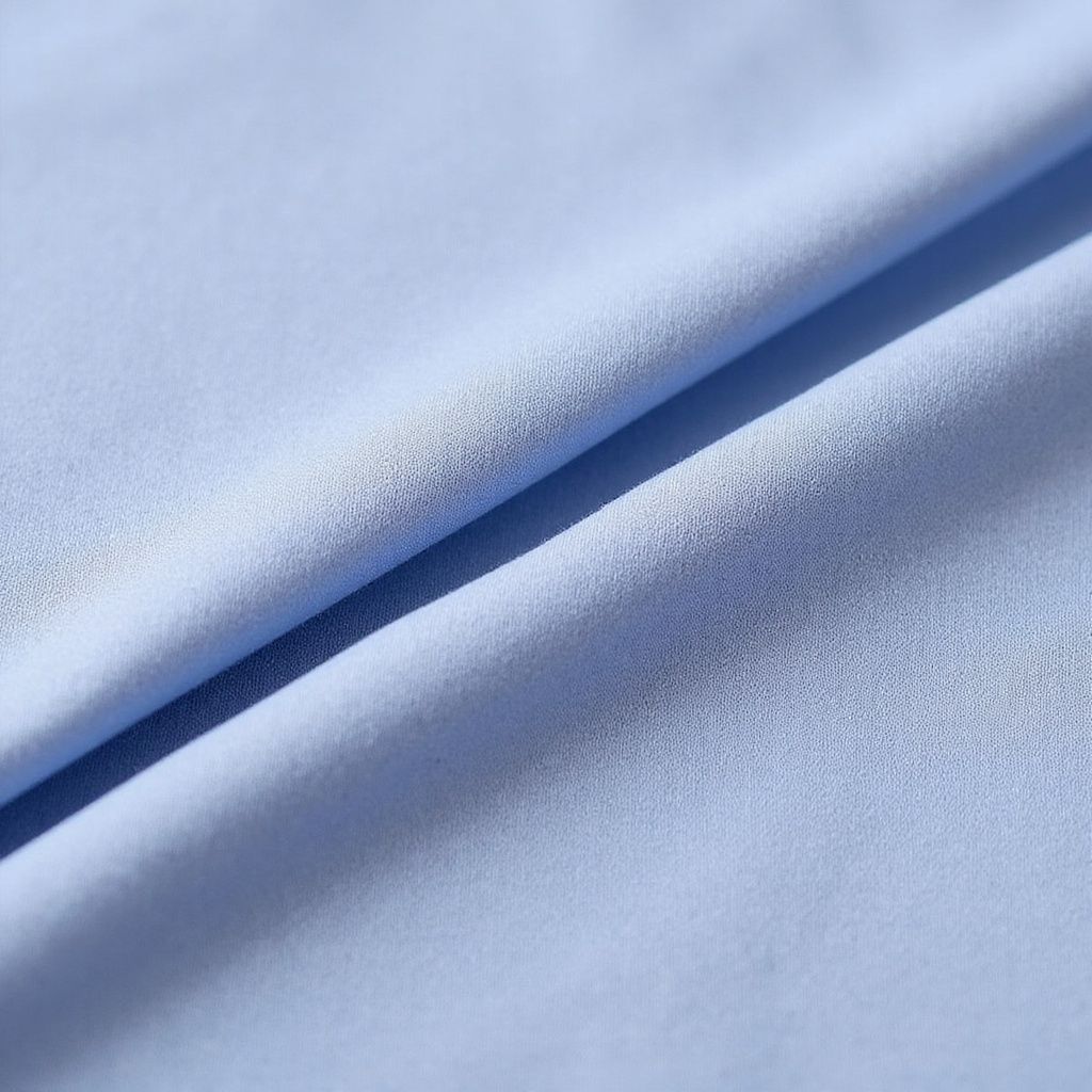 Light blue fabric, close-up. Folded, textured surface with subtle shading.