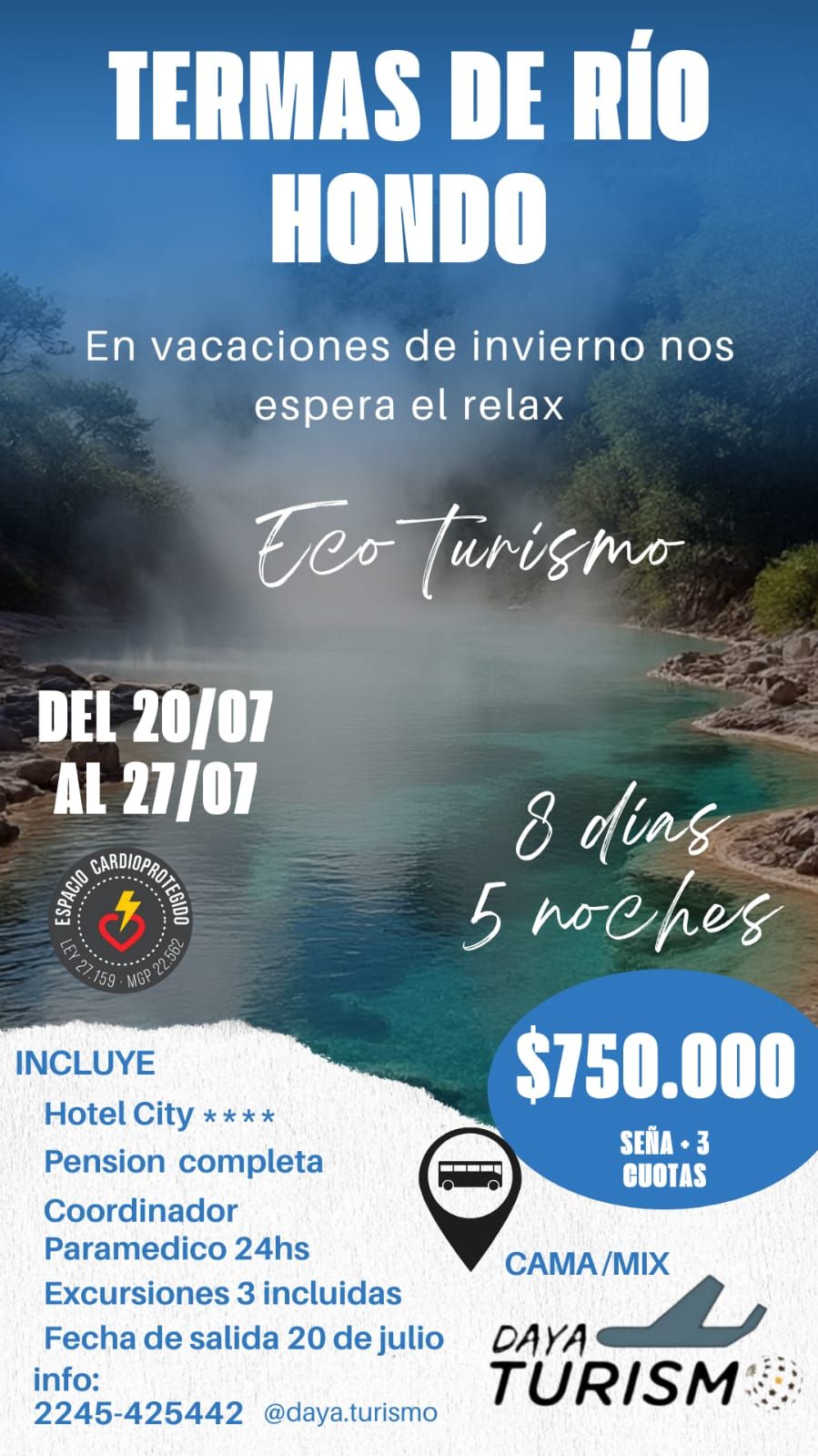 Promo de Termas de Río Hondo en invierno: spa, hotel, comida y cena, del 20/07 al 27/07, $750.000.