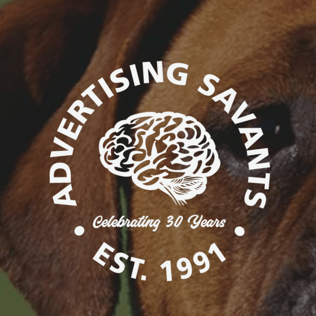 A logo for advertising savants celebrating 30 years
