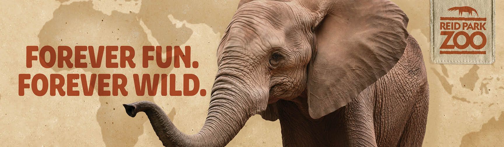 An elephant is on a poster that says forever fun forever wild