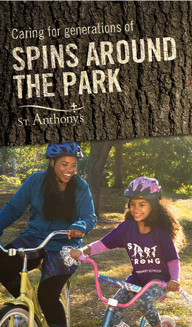 A book titled caring for generations of spins around the park